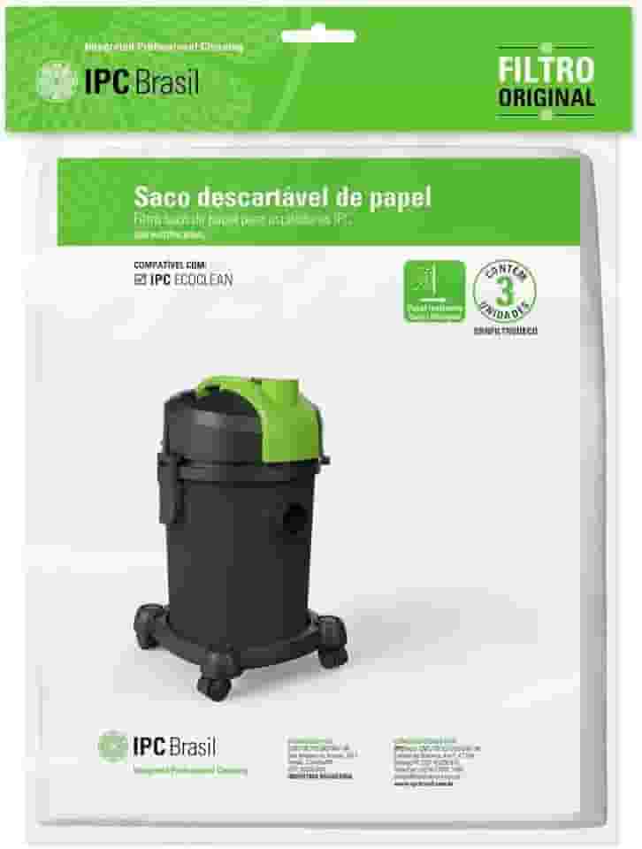 Saco P/Pó Descartável Aspirador Ecoclean 3 Pçs IPC - Sbefiltrodeco