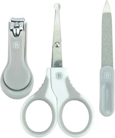 Kit Unha Higiene Manicure Bebê 3 Peças Pimpolho Enxoval Baby (Cinza)