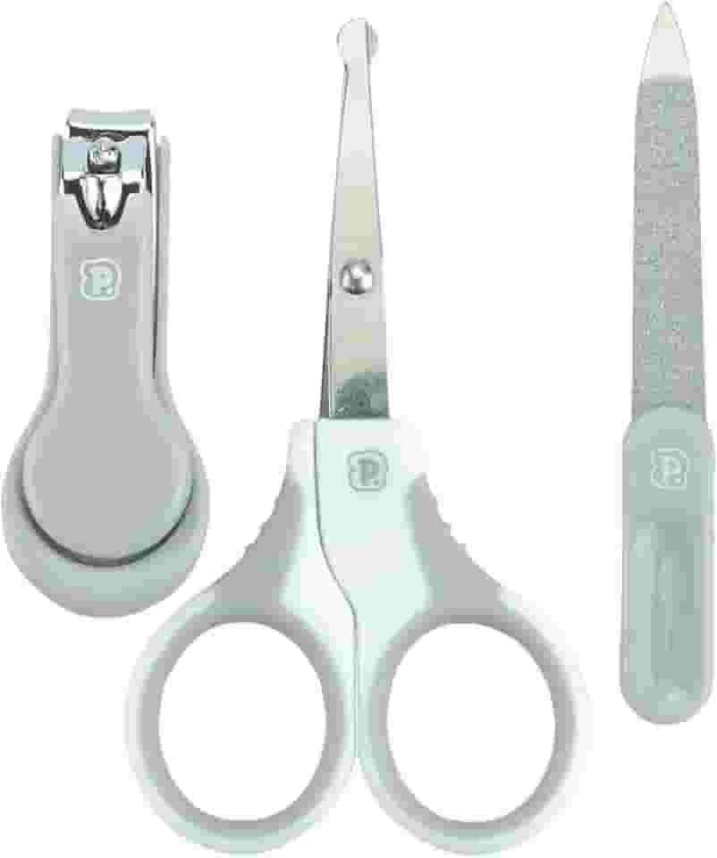 Kit Unha Higiene Manicure Bebê 3 Peças Pimpolho Enxoval Baby (Cinza)