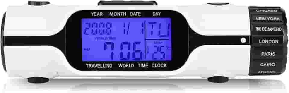 Relógio de Viagem Com Horário Mundial, Despertador de Viagem Com Horário Mundial Relógio de Viagem Com Horário Mundial LED Relógio de Calendário Perpétuo Lanterna Portátil LED de