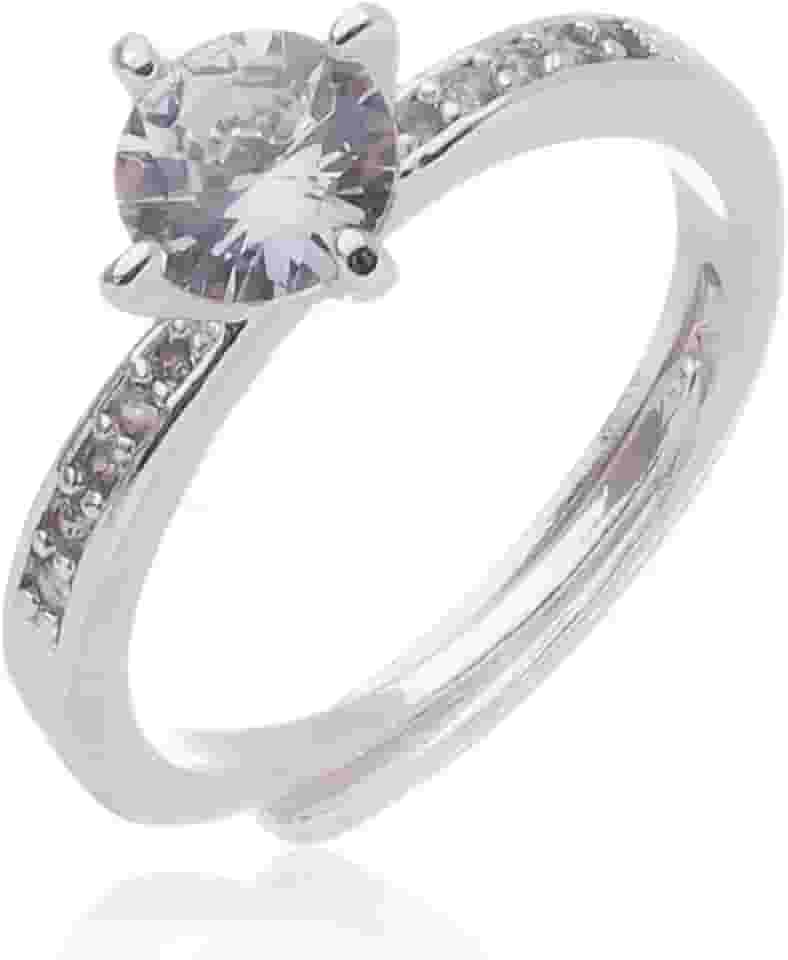 Anel Solitário Ajustável Banhado a Prata