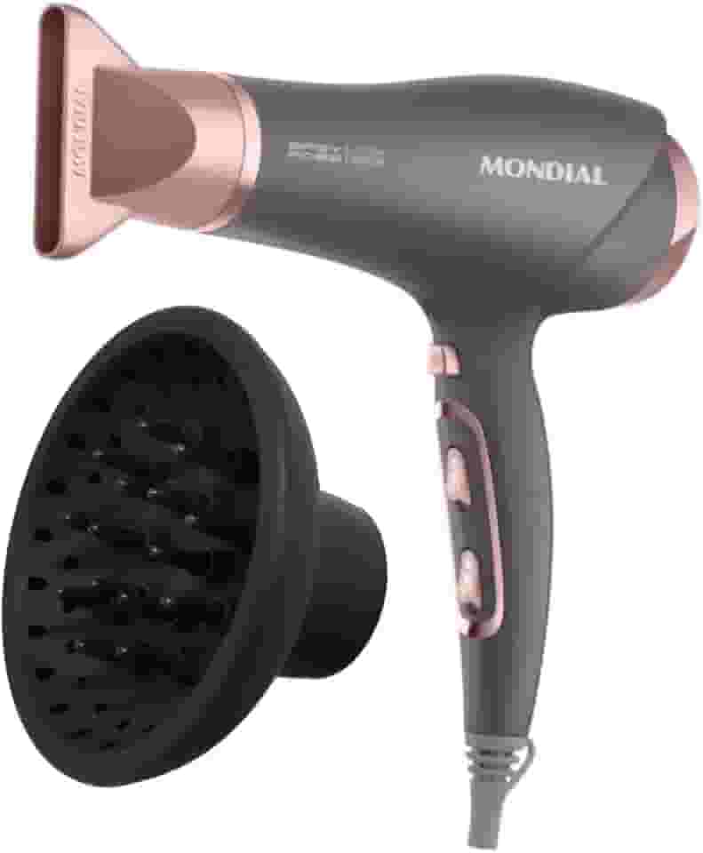 Secador de Cabelo com Difusor Cachos Mondial Grey Rose Keratin SCN-11 2000W - 127v