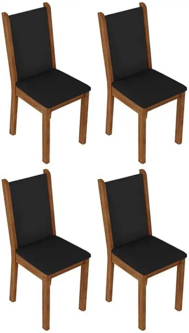 Kit 4 Cadeiras de Jantar 4291 Rustic/preto Madesa