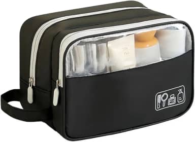 Necessaire Modular com Dois Zíperes e Bolso Integrado – Para Uso em Viagens, Academia e No Dia a Dia (Preta)