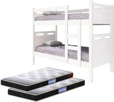 Beliche Duas Camas Solteiro Jaspe com 2 Colchões Espuma D20 - cor: Branco