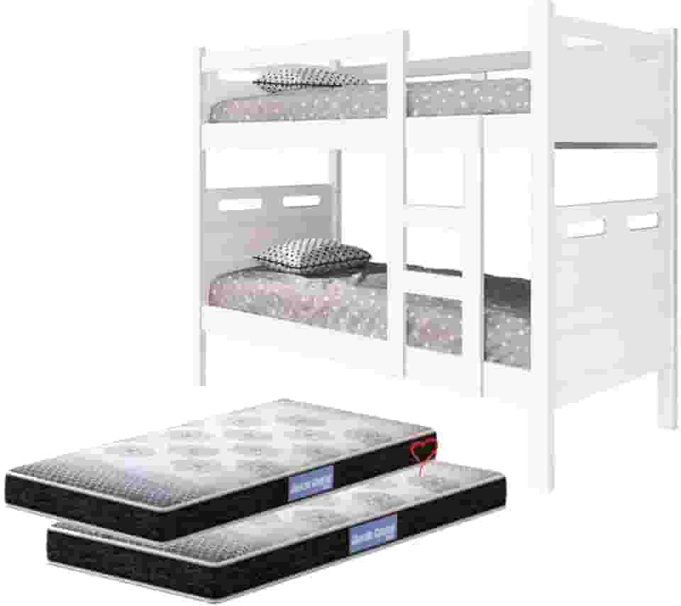 Beliche Duas Camas Solteiro Jaspe com 2 Colchões Espuma D20 - cor: Branco
