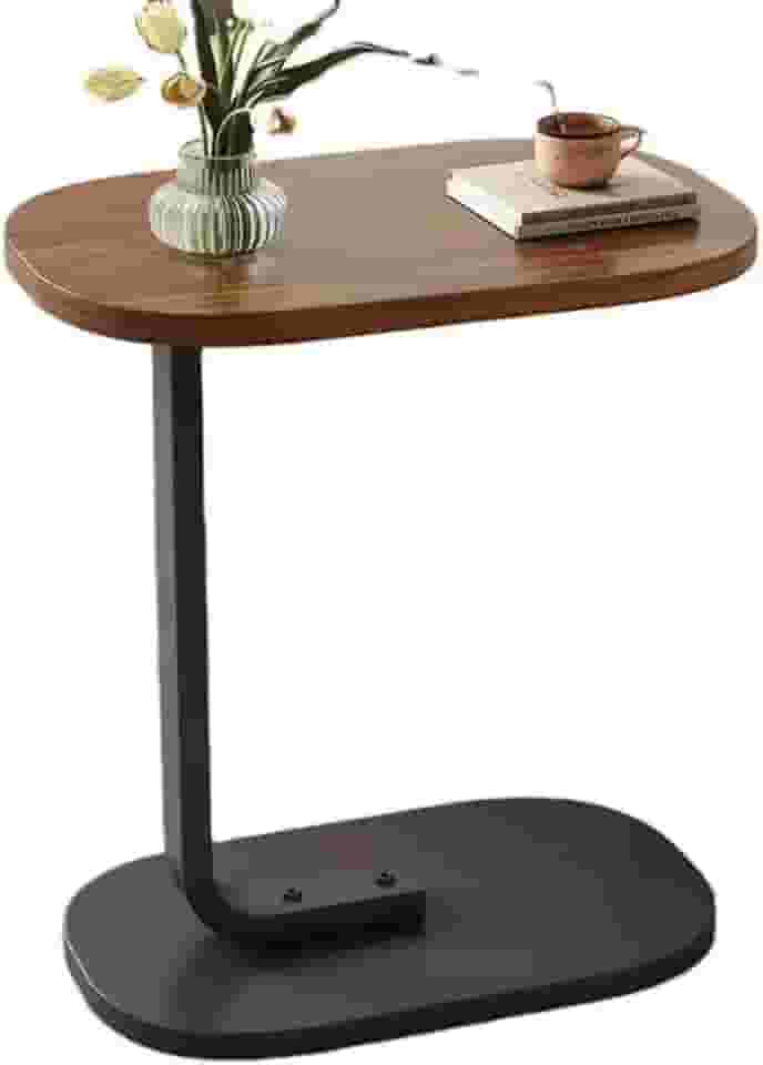 Mesa de Apoio Lateral Estilo Industrial em MDF Oval para Canto