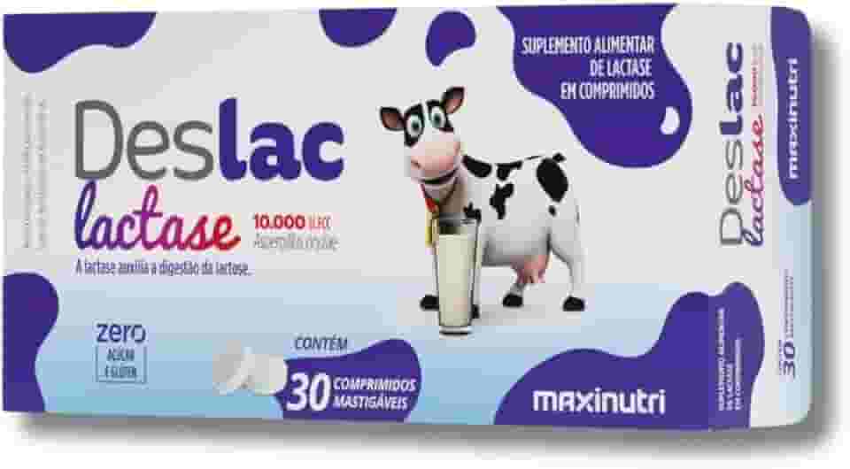 Deslac Lactase 10.000 U.FCC Enzima Digestão Lactose 30 Comprimidos Mastigaveis Maxinutri