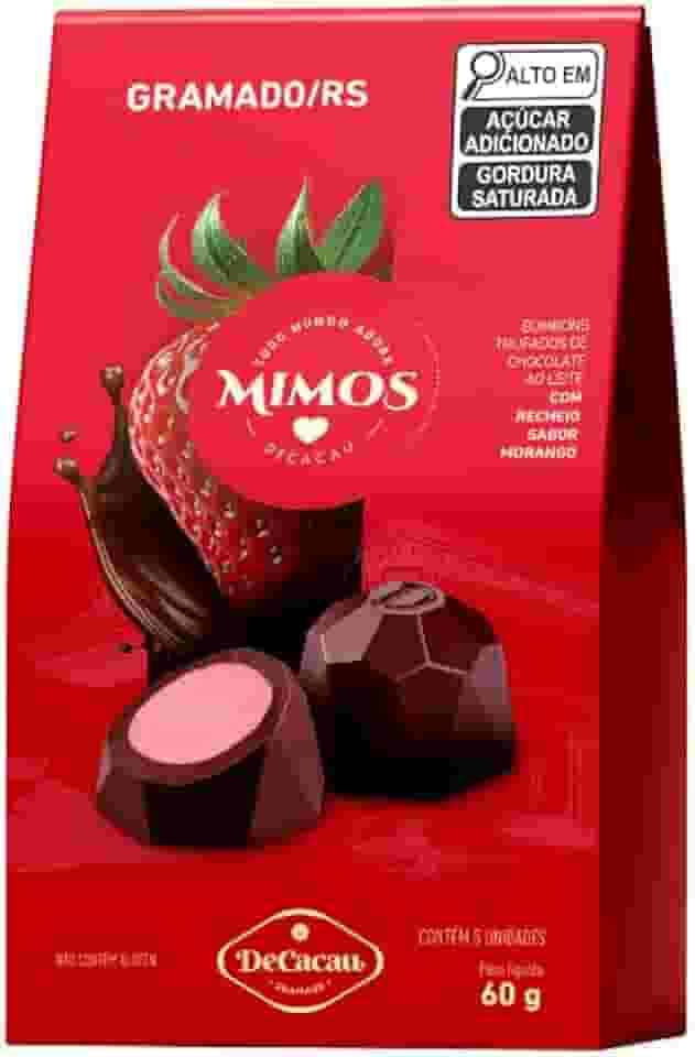 Mimos DeCacau - 2 caixas bombom trufado 60g cada - Sem Glúten | Chocolate Gramado | Seguro Celíacos (Morango)