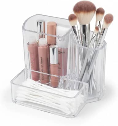 Organizador Acrílico Porta Maquiagem Pincéis Batons e Cosméticos Compacto e Prático