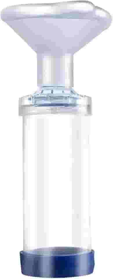 Espaçador inalador portátil para animais de estimação para gatos e cães, câmara de aerossol transparente com detalhes azuis, auxílio respiratório veterinário para entrega de medicamentos