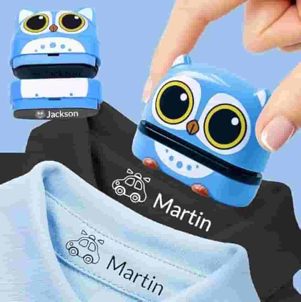 Carimbo de nome para roupas infantis à prova d'água, carimbos personalizados (branco + tinta preta) Carimbo de nome personalizado para roupas, carimbo de nome infantil personalizado, carimbos de