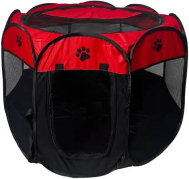 Casinha para Cães e Gatos Cercado Pet Portátil e Dobrável para Cães e Gatos com Tecido Impermeável de Fácil Montagem e Transporte Premium (Vermelho)