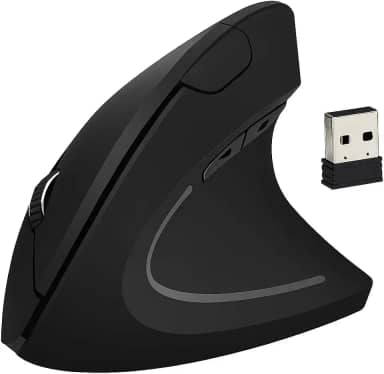 Mouse Vertical Anatômico Ergonômico Destro Recarregável Sem Fio Bluetooth 2.4 GHz USB Bateria 6 Botões Ótico Prevenção Tendinite