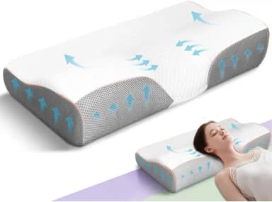 Travesseiro Cervical Ortopédico Coluna Viscoelástico D40 - Com Suporte Ergonômico – Capa Percal 180 Fios 100% Algodão – Hipoalergênico, Anti Ronco