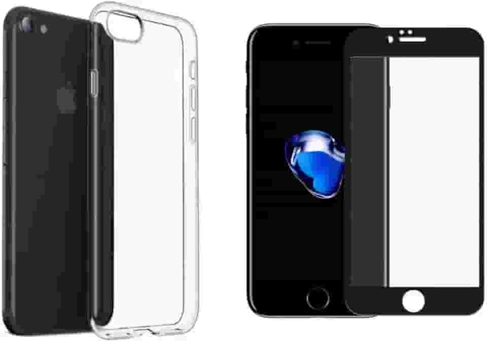 Película De Vidro 3D Tela Toda Para iPhone + Capa Capinha Case (iPhone 7/8 Preto)