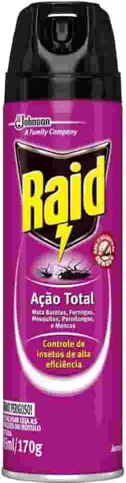 Raid Inseticida Aerosol Ação Total, Mata Barata, Formiga, Mosca e Mosquito, 285ml