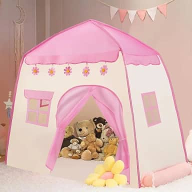 Cabana, Casinha de Brinquedo, Barraca,Tenda, Barraca Rosa, Dobrável E Fácil de Montar