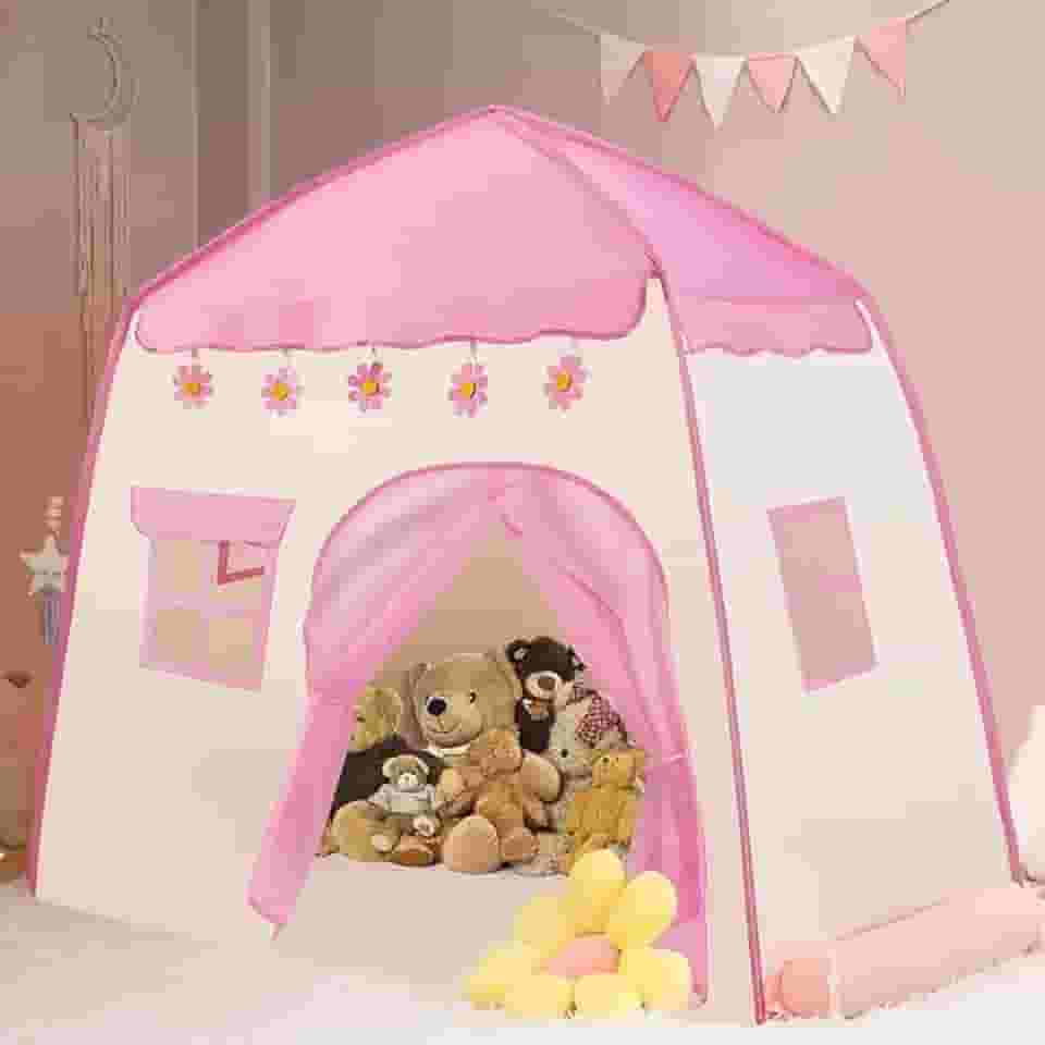 Cabana, Casinha de Brinquedo, Barraca,Tenda, Barraca Rosa, Dobrável E Fácil de Montar