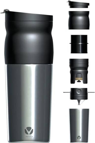 Mini Cafeteria Portátil Vetoria VT 300 com Moedor Integrado, Copo Térmico e Praticidade para Preparar Café Fresco em Qualquer Lugar