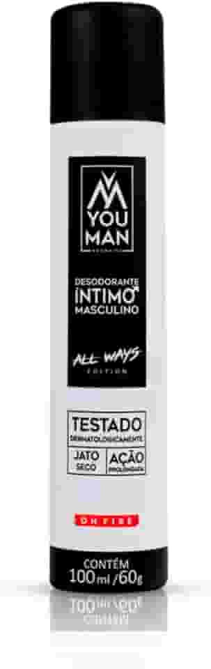 Desodorante Íntimo Masculino You Man 100 ml – Jato Seco Aerosol, Proteção 24 h, Testado Dermatologicamente, Fragrância On Fire, Anti-Odor Dia a Dia
