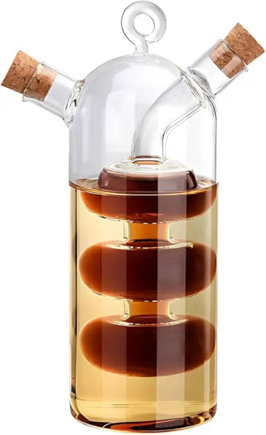 Galheteiro Porta Azeite Vinagre 2 em 1 Vidro Premium Resistente Moderno Transparente Decorativo com Rolhas Ideal para Cozinha e Mesa Posta 350ml