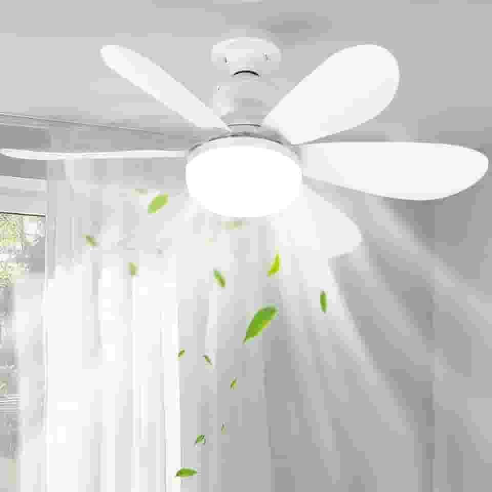 Ventilador de Teto, Lâmpada Led com Ventilador de Controle 80w E27 100-240v, Ventilador de Teto com Controle Remoto, Ventilador Teto, Silencioso e Inteligente com Controle Remoto, Ventiladores de Teto