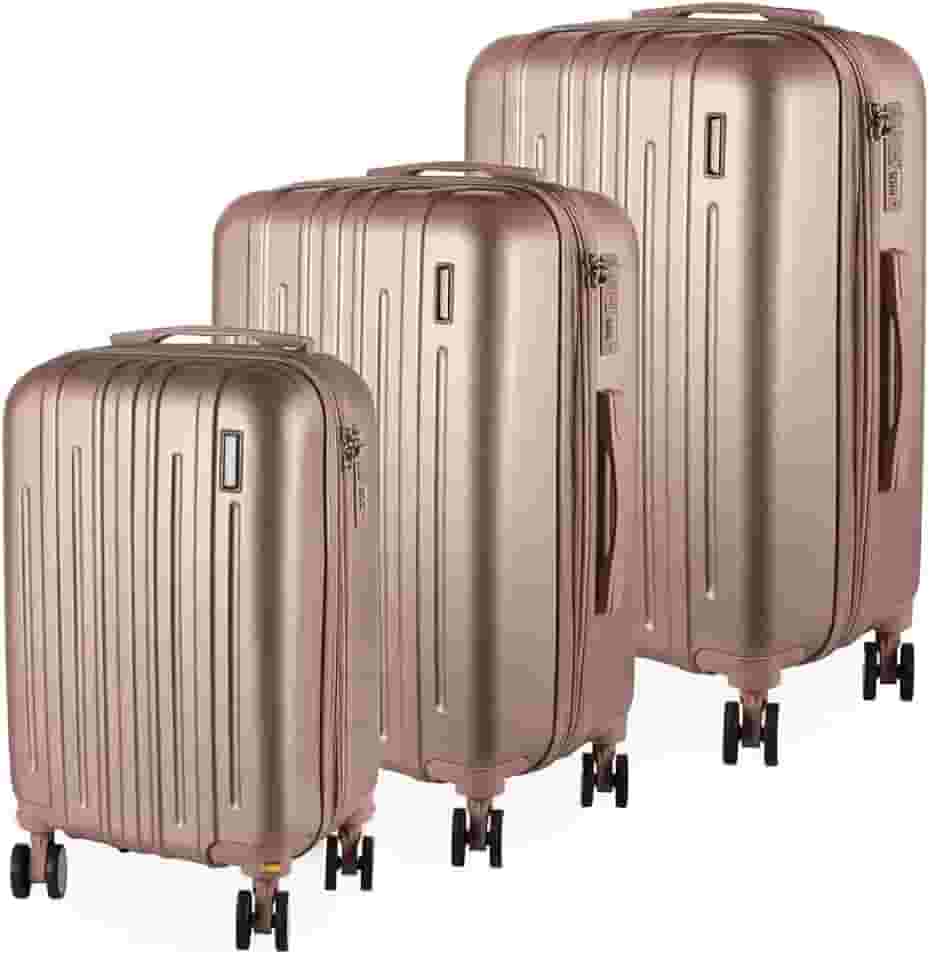 Cj. Malas ABS 3 Pecas P/M/G Rodas 360 - AeroMalas Suécia (Rose)