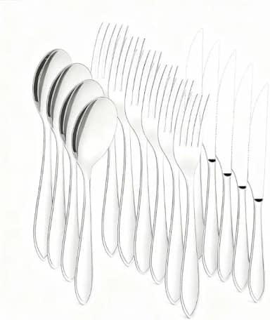 Jogo de Talheres 36 peças Aço Inox 12 Facas 12 Garfos de Mesa 12 Colheres Para Cozinha Casa - Faqueiro Completo para Casa, Família e Uso Diário(KIT 18 TALHER)