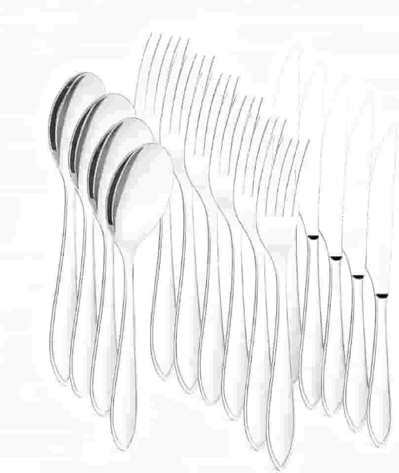 Jogo de Talheres 36 peças Aço Inox 12 Facas 12 Garfos de Mesa 12 Colheres Para Cozinha Casa - Faqueiro Completo para Casa, Família e Uso Diário(KIT 18 TALHER)