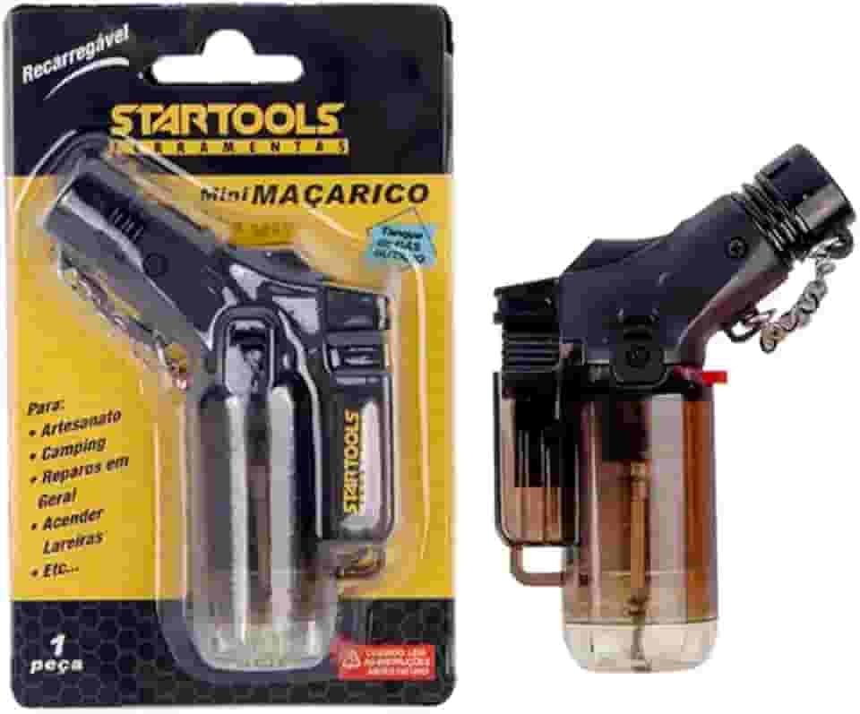 Mini Maçarico a Gás Recarregável, Portátil, Butano, 1300°C, Acendimento Automático, ABS, 8cm x 2cm, 42g, para Artesanato e Camping