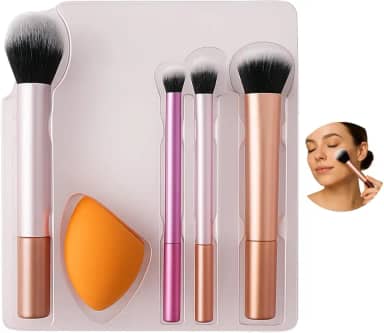 Conjunto Pincéis de Maquiagem com Esponja — Cerdas Macias, Conjunto Completo para Base, Pó, Blush, Corretivo, Sombras e Todos os Tipos de Make, Multifuncionais — Qualidade Preimum Loreal Shop