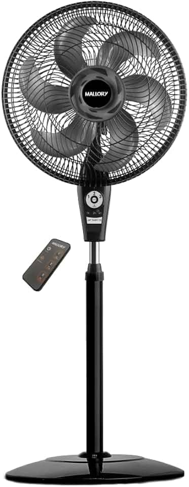 Ventilador de Coluna Mallory Air Timer TS+ Com Controle Remoto 126W, Silencioso, Com Hélice de 6 pás, Auto desligamento programável de até 7 horas - PR-GR - 127V