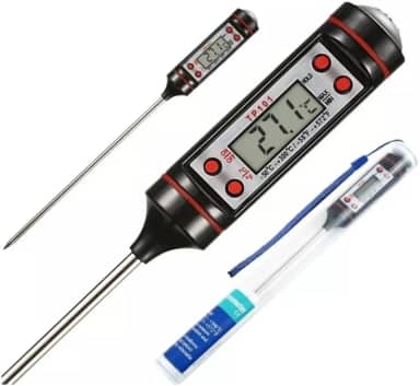 Termômetro Culinário Digital Espeto Inox para Churrasco, Carne, Forno e Líquidos – Medidor de Temperatura em Inox, Preciso, Portátil, até 300°C, Tela Digital Fácil Leitura