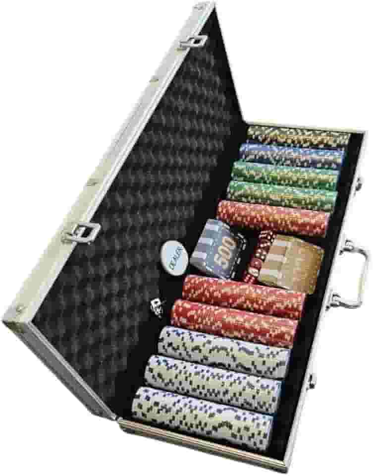 Kit Poker Premium Maleta com 500 Fichas de 11g + 2 Baralhos, Dealer e Dados – Ideal para Até 10 Jogadores, Noites de Jogos e Presentear Amigos