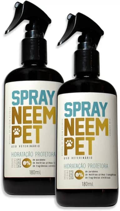 Kit 2 Spray Neem Pet 180ml Repelente Natural Spray Anti Pulgas, Carrapatos e Mosquitos