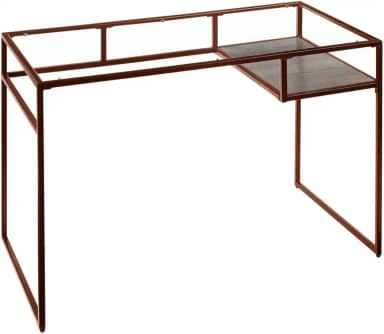 Mesa de computador de vidro com armazenamento para quarto vermelho e vidro 122 cm C x 61 cm L x 78 cm A