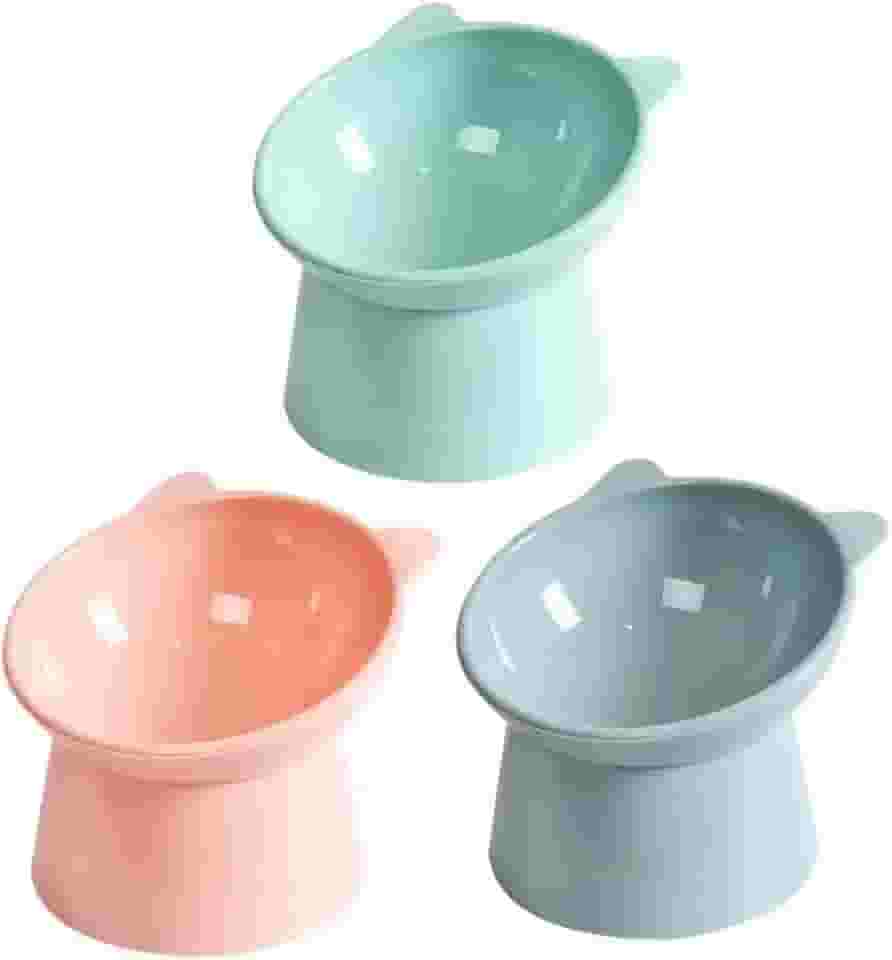 Kit 3 Comedouros Bebedouros Para Gatos Cachorro Pet Elevado Comedouro Ergonômico Inclinado Gatinho Acrílico (Misto)