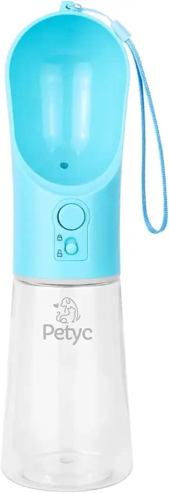 Bebedouro Portátil para Pets 400 mL PETYC Compacto, Não Vaza, Ideal para Viagens e Passeios (Azul)