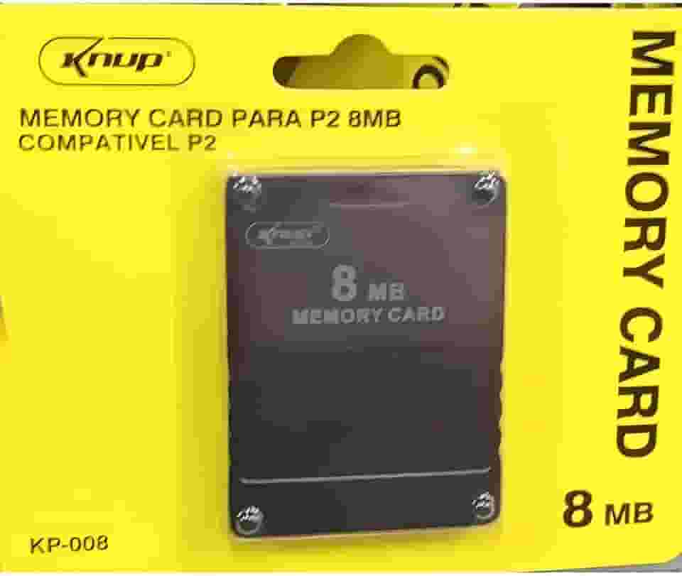 Knup Memory Card para PlayStation 2, Cartão de Memória 8MB, Preto, Compatível com PS2, Armazenamento de Jogos