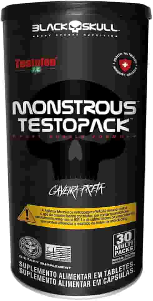 Black Skull Monstrous Testopack 30 Cápsulas - Sem Sabor, Keto, Treino