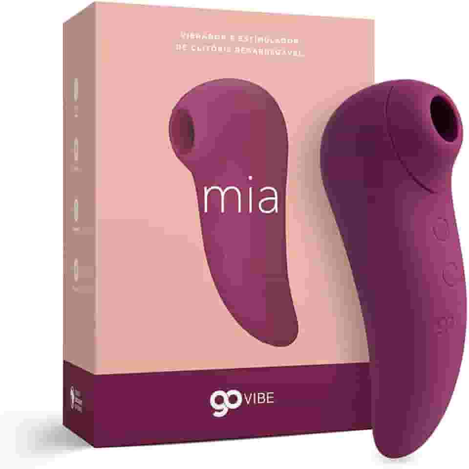 Go Vibe Mia Sugador de Clitóris e Vibrador 12,3cm x 5,5cm 7 Intensidades 2 Motores em Silicone Recarregável A Sós Estimulador Feminino Roxo Pequeno Portátil