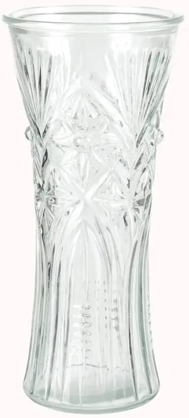 Vaso de Vidro Texturizado 28,5 x 12,5cm com Estampa em Alto-Relevo Decorativo para Flores, Plantas e Arranjos – Transparente, Decorativo e Resistente