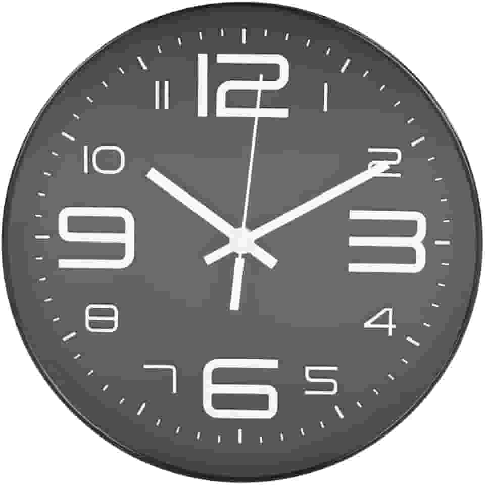 Evolux, Relógio de Parede de 29cm Preto Números Grandes Brancos Sofisticado, com Design Elegante, Fácil Leitura