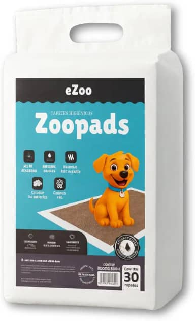 Tapete Higiênico 80cm x 60cm 30 Unidades ZooPads para Cachorro Sanitário Super Absorvente Com Carvão Ativo Antivazamento Alta Absorção Descartável Premium Atrativo 6 Camadas - eZoo