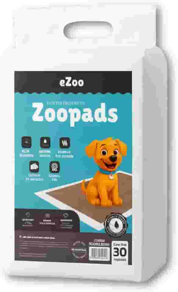 Tapete Higiênico 80cm x 60cm 30 Unidades ZooPads para Cachorro Sanitário Super Absorvente Com Carvão Ativo Antivazamento Alta Absorção Descartável Premium Atrativo 6 Camadas - eZoo