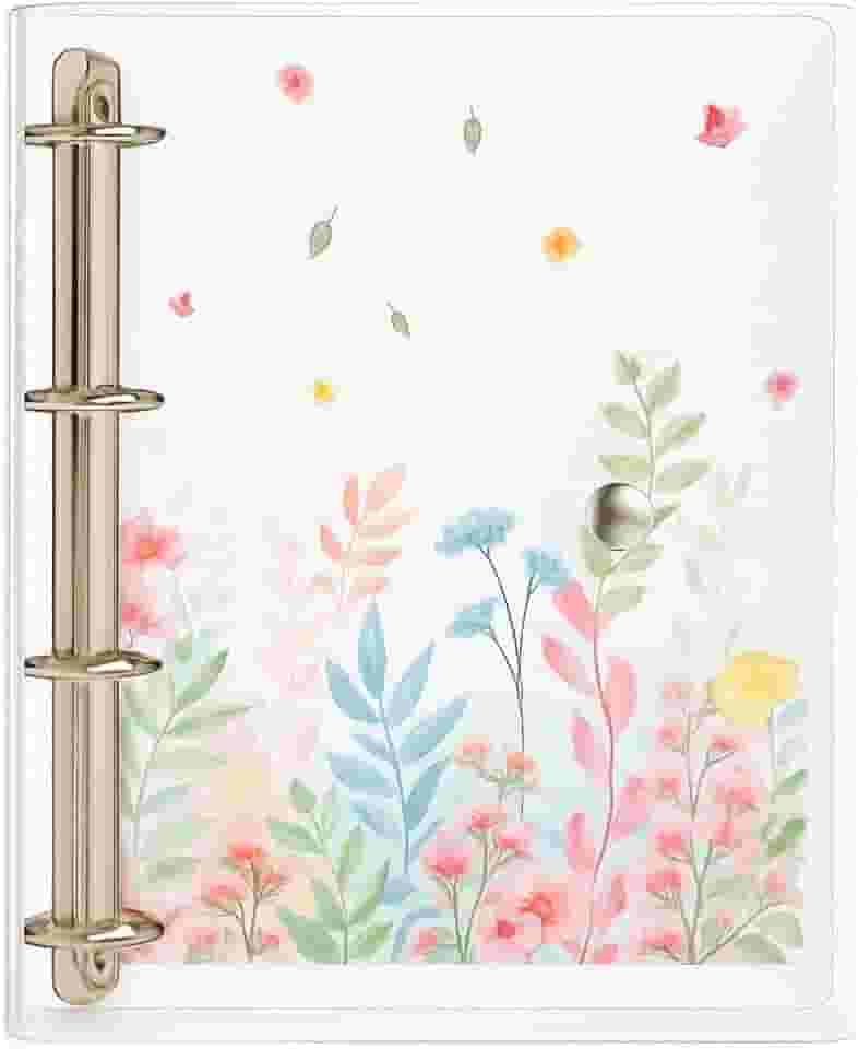 Fichário Universitário Pasta Organizadora 4 Argolas Transparente Escolha Sua Capa (Flores)
