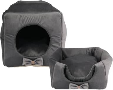 Caminha Pet Toca Iglu 3 EM 1 Cama Para Cães e Gatos Com Almofada (TOCA LISA CINZA)