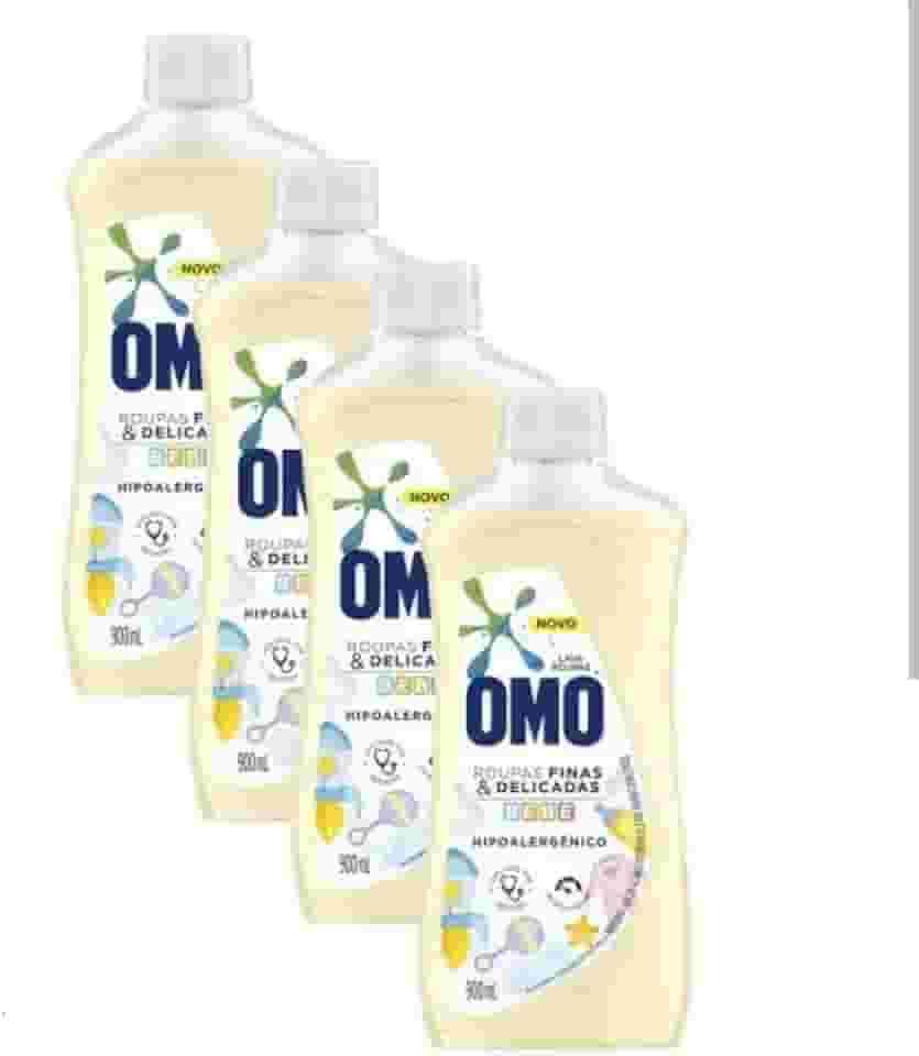 OMO Sabão Líquido para Roupas Finas e Delicadas Bebê, Hipoalergênico, 900ml, Kit com 4 Unidades