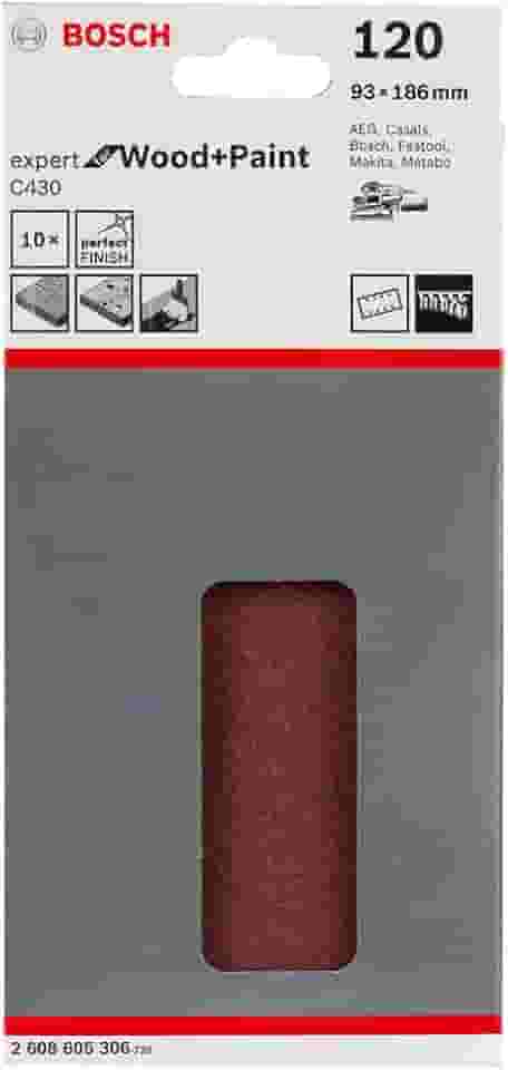 Bosch Folha de Lixa Expert for Wood&Paint; 93x186mm G12